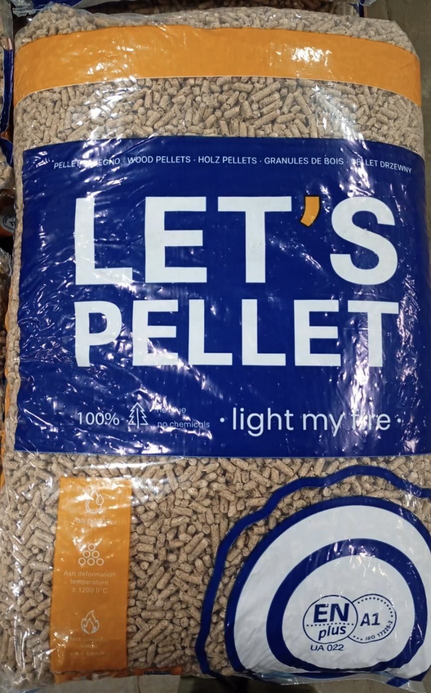 15 kg bag of Let's Pellet pine pellets