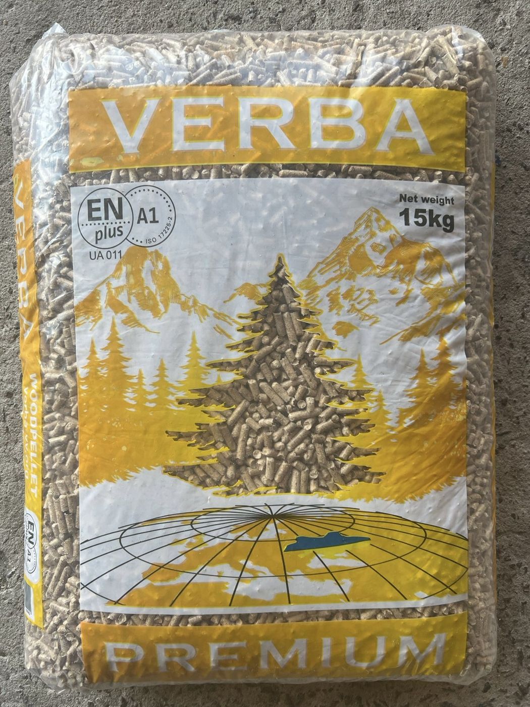 15 kg bag of Verba Premium pine pellets