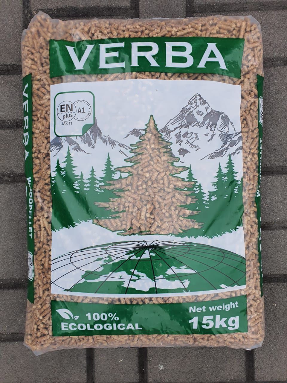 Verba pellet bag on a pallet